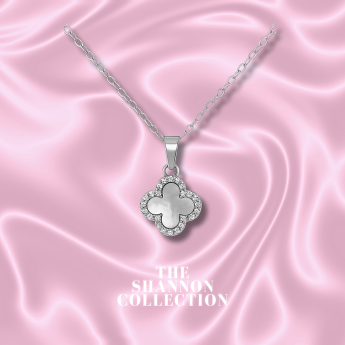 WHITE ‘CLOVER DREAMS' STAINLESS STEEL NECKLACE
