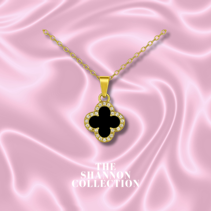 BLACK ‘CLOVER DREAMS' 18K GOLD PLATED STAINLESS STEEL NECKLACE
