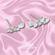 Load image into Gallery viewer, ‘MINI CLUSTER OF HEARTS’ STERLING SILVER EARRINGS

