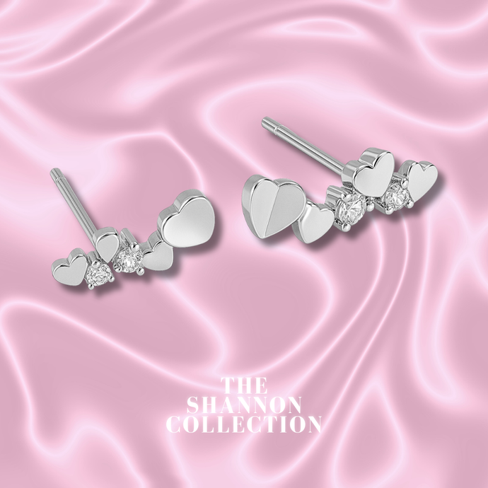 ‘MINI CLUSTER OF HEARTS’ STERLING SILVER EARRINGS