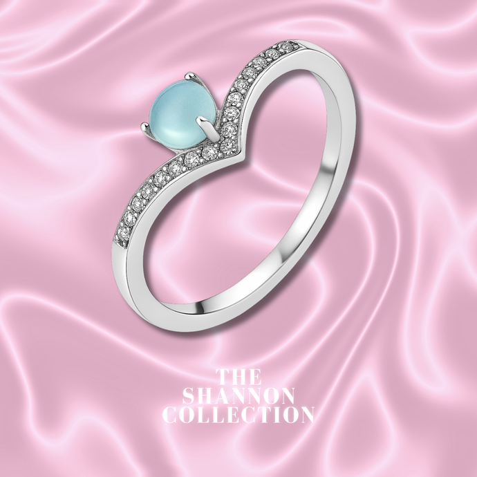 BLUE ‘MOONSHINE WISHBONE’ STERLING SILVER RING