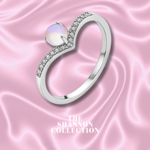 Load image into Gallery viewer, PINK ‘MOONSHINE WISHBONE’ STERLING SILVER RING
