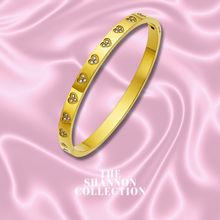 Load image into Gallery viewer, ‘MULTI HEART’ 18K GOLD PLATED STAINLESS STEEL BANGLE BRACELET

