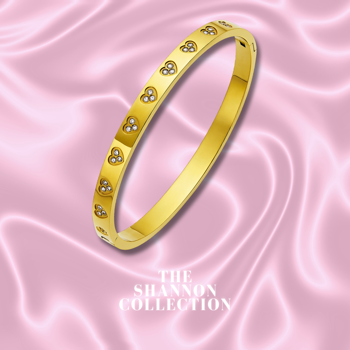 ‘MULTI HEART’ 18K GOLD PLATED STAINLESS STEEL BANGLE BRACELET