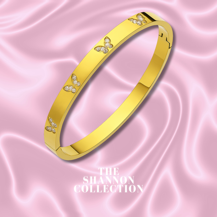 ‘MULTI BUTTERFLY’ 18K GOLD PLATED STAINLESS STEEL BANGLE BRACELET