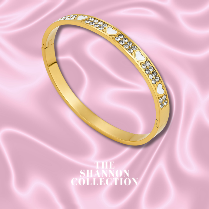 'MARBLE HEART' 18K GOLD PLATED STAINLESS STEEL BANGLE BRACELET