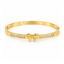 Load image into Gallery viewer, 'LITTLE BOW’ 18K GOLD PLATED STAINLESS STEEL BANGLE
