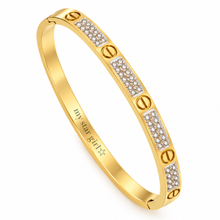 Load image into Gallery viewer, 6MM ‘SUGAR DIAMANTÉ’ 18K GOLD PLATED STAINLESS STEEL BANGLE BRACELET
