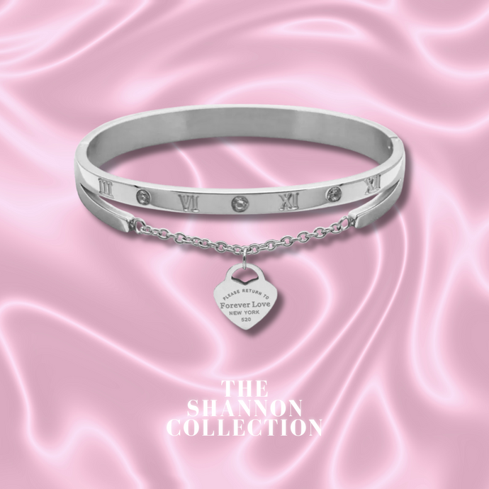 ‘LOVE CHARM’ STAINLESS STEEL BANGLE BRACELET