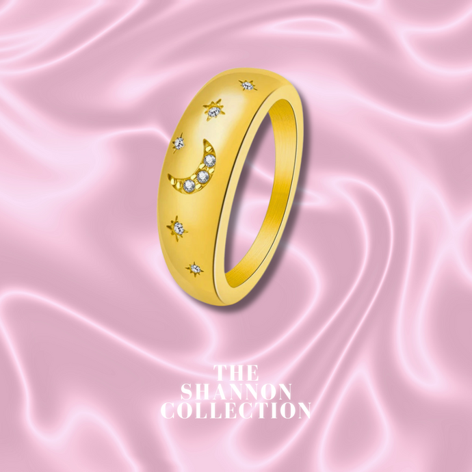 'CELESTIAL NIGHTS’ 18K GOLD PLATED STAINLESS STEEL RING