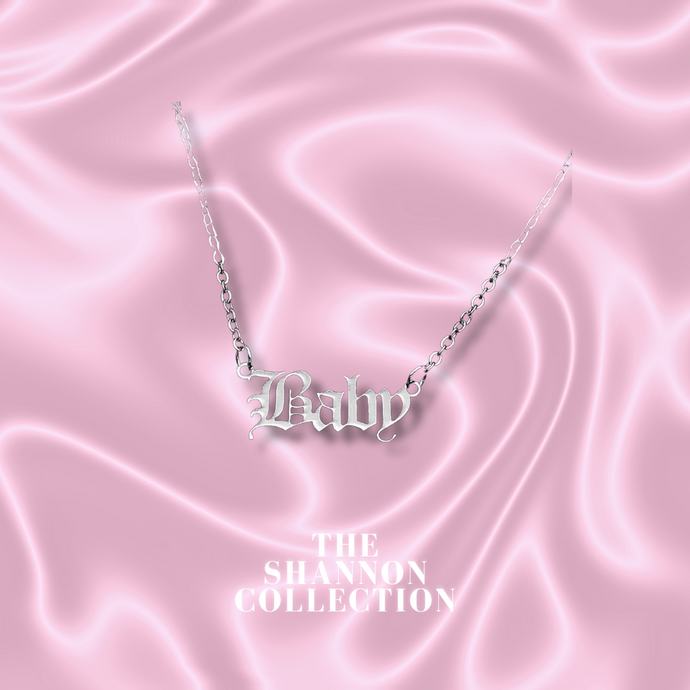 ‘BABY’ SLOGAN STAINLESS STEEL NECKLACE