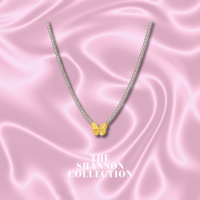 ‘ICY BUTTERFLY’ 18K GOLD PLATED STAINLESS STEEL NECKLACE