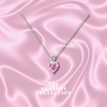 Load image into Gallery viewer, PINK ‘TWO HEARTS AS ONE’ STERLING SILVER NECKLACE
