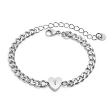 Load image into Gallery viewer, ‘HEART CUBAN CHAIN’ STAINLESS STEEL BRACELET
