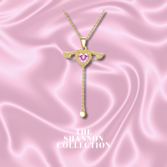 PINK ‘CUPID’S HEART’ 18K GOLD PLATED STERLING SILVER NECKLACE