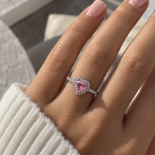 Load image into Gallery viewer, PINK ‘HEART HALO’ STERLING SILVER RING
