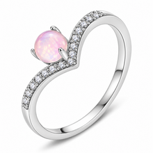 Load image into Gallery viewer, PINK ‘MOONSHINE WISHBONE’ STERLING SILVER RING
