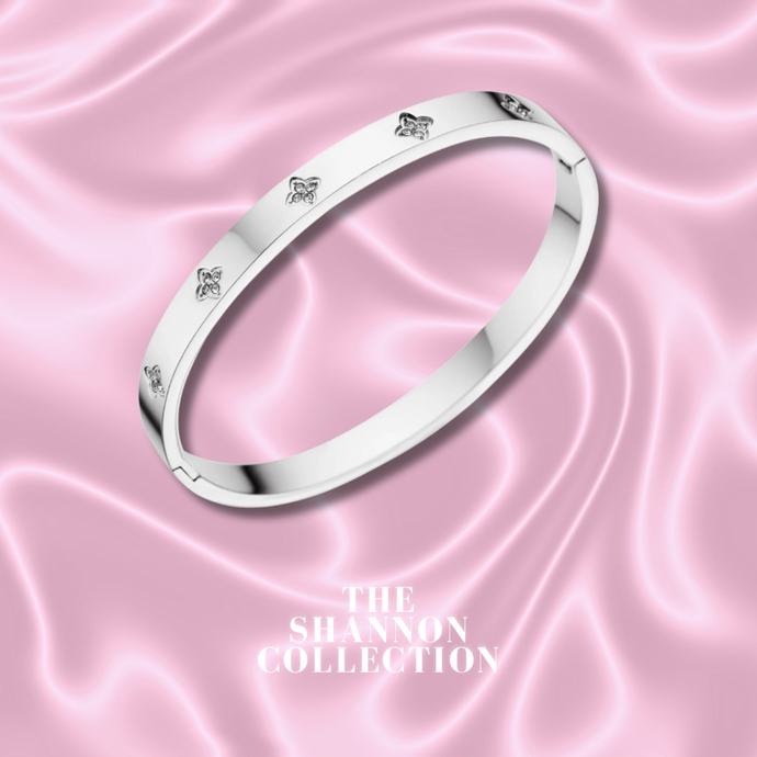 ‘MULTI DAINTY CLOVER’ STAINLESS STEEL BANGLE BRACELET