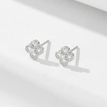 Load image into Gallery viewer, ‘DIAMANTÉ ENCRUSTED CLOVER’ STERLING SILVER EARRINGS
