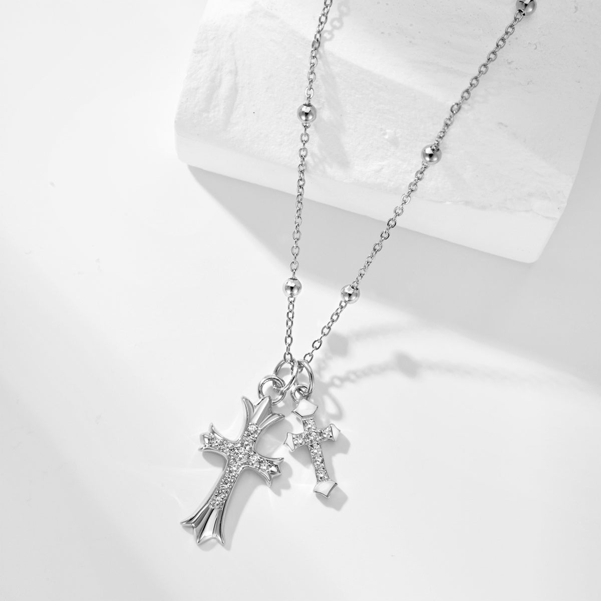Double Cross Necklace Men's Double Pendant Necklace Men Huge