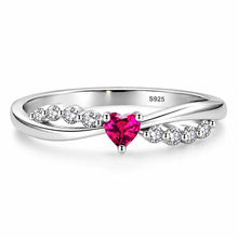 Load image into Gallery viewer, DARK PINK ‘TRAIL OF LOVE’ STERLING SILVER RING (SIZE 4)
