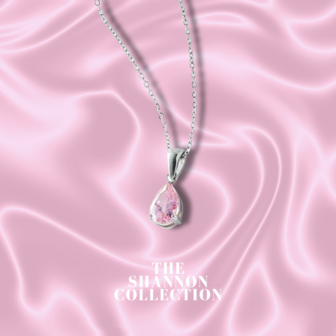 PINK 'BASIC TEAR' STAINLESS STEEL NECKLACE