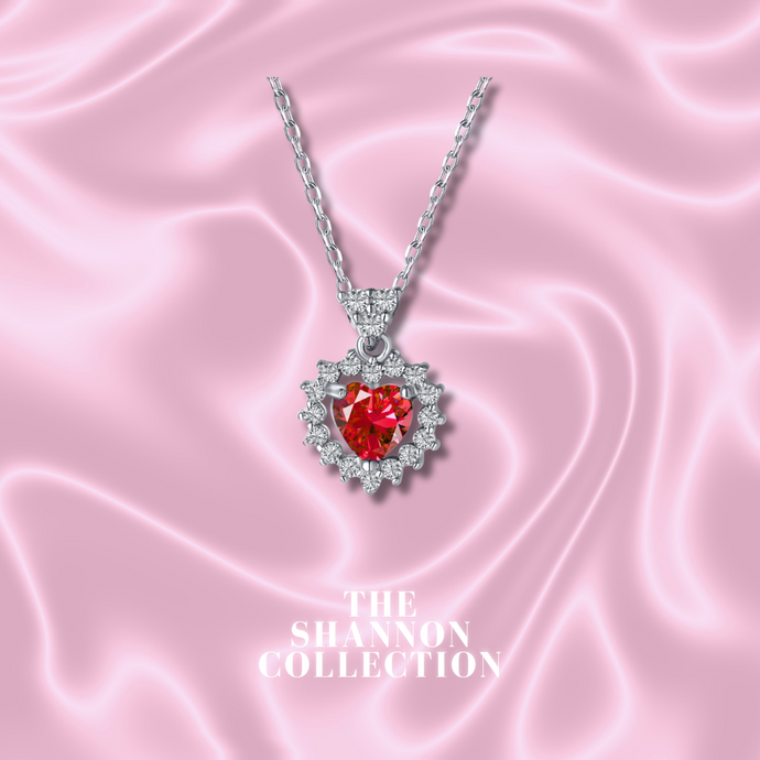 'JEWELLED LOVE’ RED STERLING SILVER NECKLACE