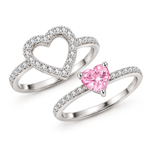 Load image into Gallery viewer, PINK ‘PERFECT MATCH’ STERLING SILVER RING SET
