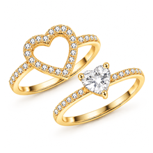 Load image into Gallery viewer, ‘PERFECT MATCH’ 18K GOLD PLATED STERLING SILVER RING SET
