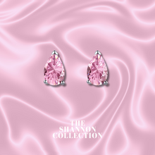 Load image into Gallery viewer, &#39;PEAR CUT&#39; PINK STERLING SILVER EARRINGS
