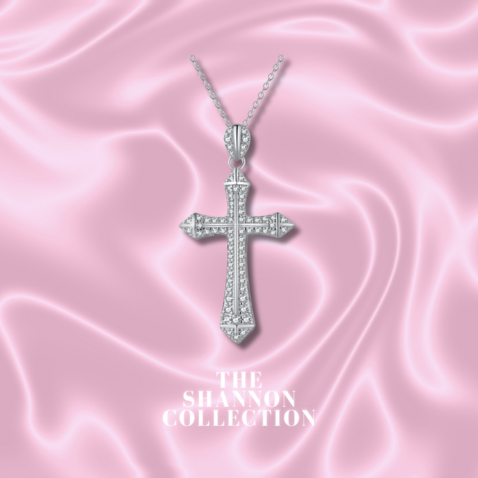 'YASMINE’ STERLING SILVER CROSS NECKLACE