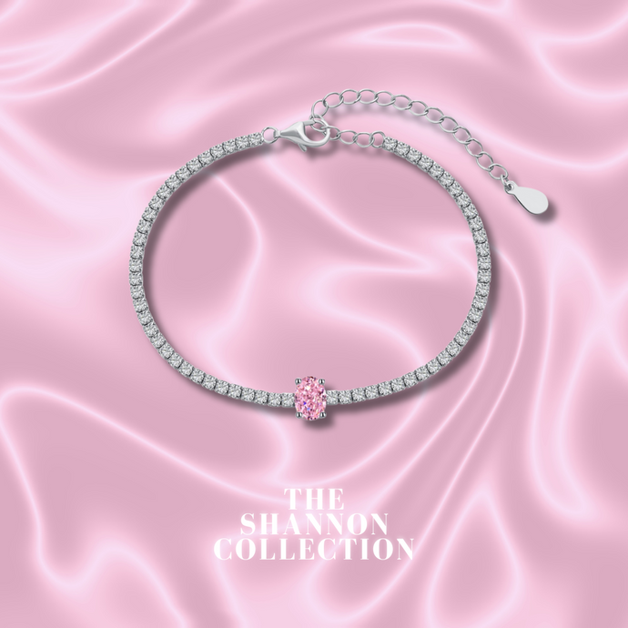 'ICY OVAL’ PINK STERLING SILVER BRACELET