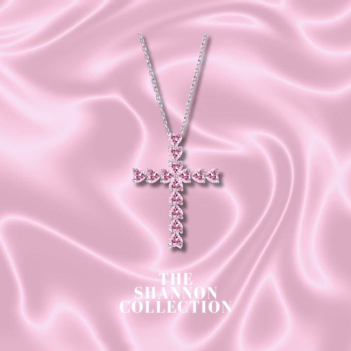 PINK 'ELOISE’ STERLING SILVER CROSS NECKLACE