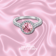 Load image into Gallery viewer, PINK ‘ROUND HALO’ STERLING SILVER RING
