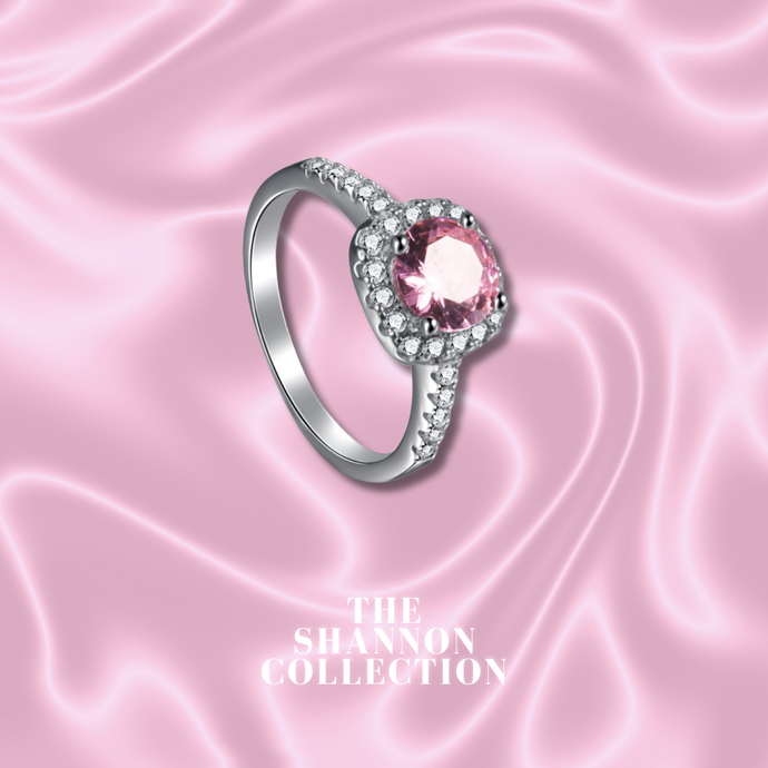 PINK ‘SQUARE HALO’ STERLING SILVER RING