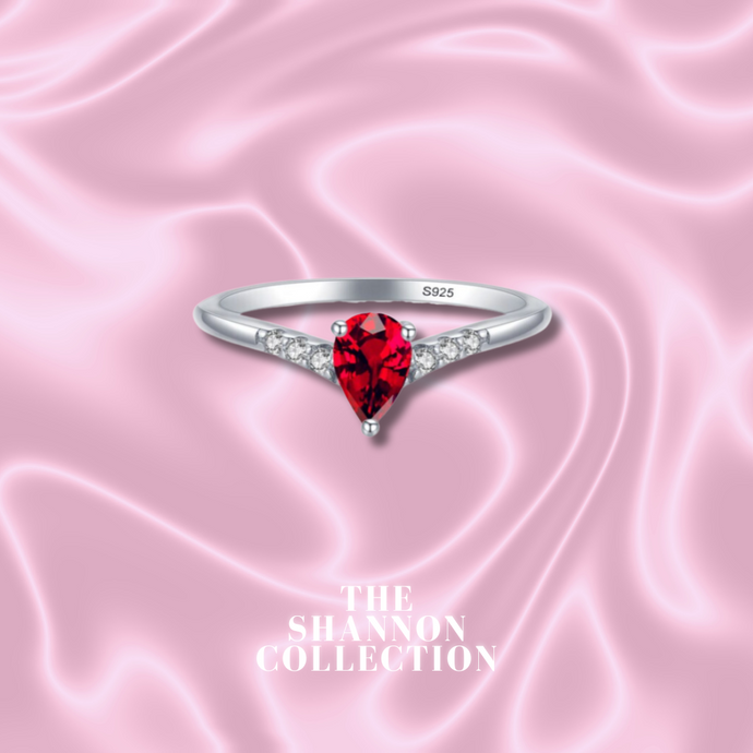 RED ‘DROP OF ELEGANCE’ STERLING SILVER RING