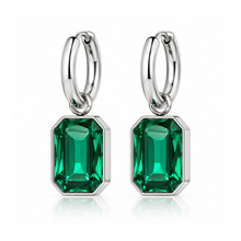 Load image into Gallery viewer, EMERALD GREEN ‘TROPHY WIFE’ STAINLESS STEEL EARRINGS
