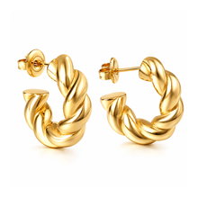Load image into Gallery viewer, ‘CHUNKY TWIST' 18K GOLD PLATED STAINLESS STEEL EARRINGS
