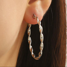 Load image into Gallery viewer, ‘TWISTED HOOP&#39; STAINLESS STEEL EARRINGS
