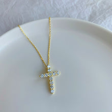 Load image into Gallery viewer, ‘BABY JOCELYN’ 18K GOLD PLATED STERLING SILVER CROSS NECKLACE
