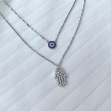 Load image into Gallery viewer, ‘HAMSA EVIL EYE’ STERLING SILVER NECKLACE
