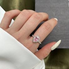 Load image into Gallery viewer, PINK ‘PEAR HALO’ STERLING SILVER RING
