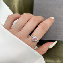 Load image into Gallery viewer, PINK ‘HEART HALO’ STERLING SILVER RING
