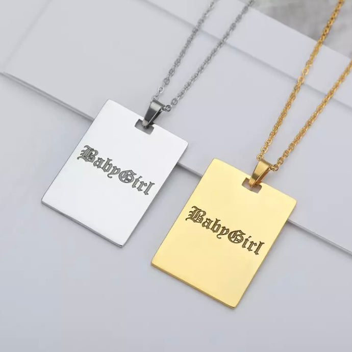 ‘BABYGIRL’ PENDANT STAINLESS STEEL NECKLACE