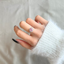 Load image into Gallery viewer, PINK ‘SQUARE HALO’ STERLING SILVER RING
